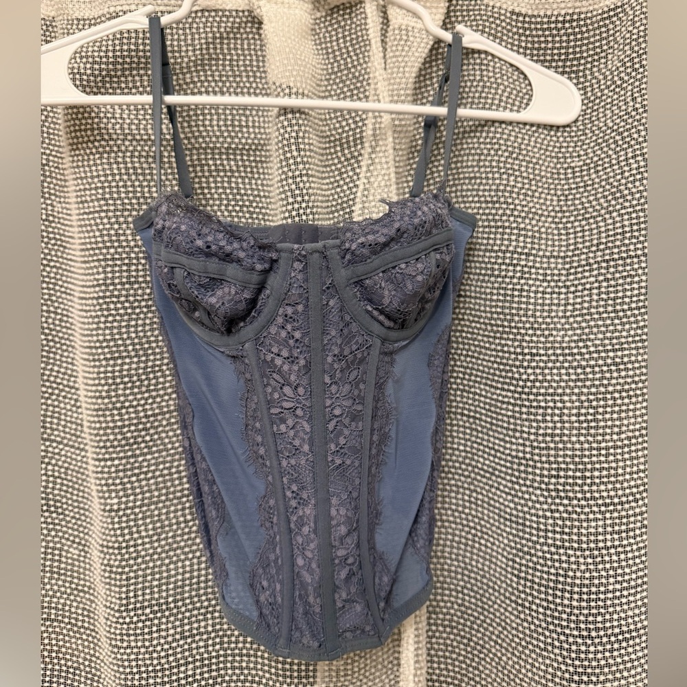 Lace Bustier Top in Blue